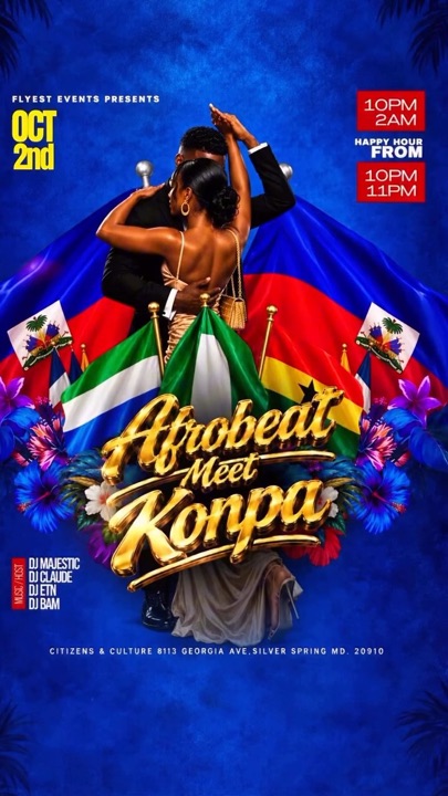 Flyer: Afrobeat Meet Konpa, October 2nd at Citizens & Culture